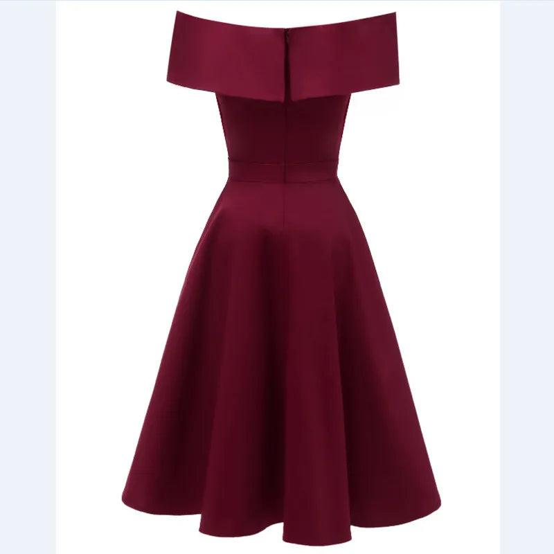 CD-1635#Satin drill wine red Navy blue black short Boat Neck Bridesmaid dresses wessing party dress girl gown prom wholesale wom