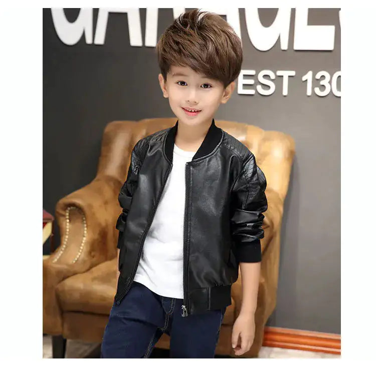 Boy's Leather and Fur Jacket