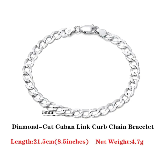 18 Italian Cuban Chain Bracelet for Women Men