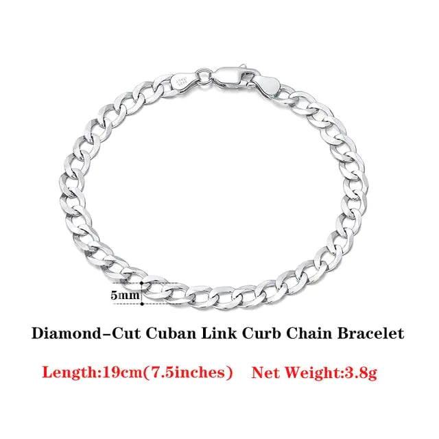 18 Italian Cuban Chain Bracelet for Women Men