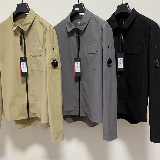 "Monochrome Cotton Jacket for Men, Casual Shirt